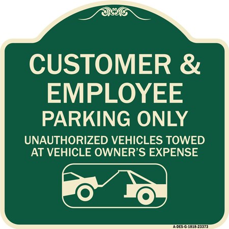Parking Restriction Customer And Employee Parking Only Unauthorized Vehicles Towed At Aluminum Sign